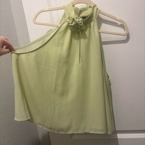 💚Sage Green Flower Rosette Sleeveless Halter Top